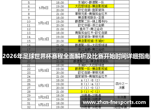 2026年足球世界杯赛程全面解析及比赛开始时间详细指南